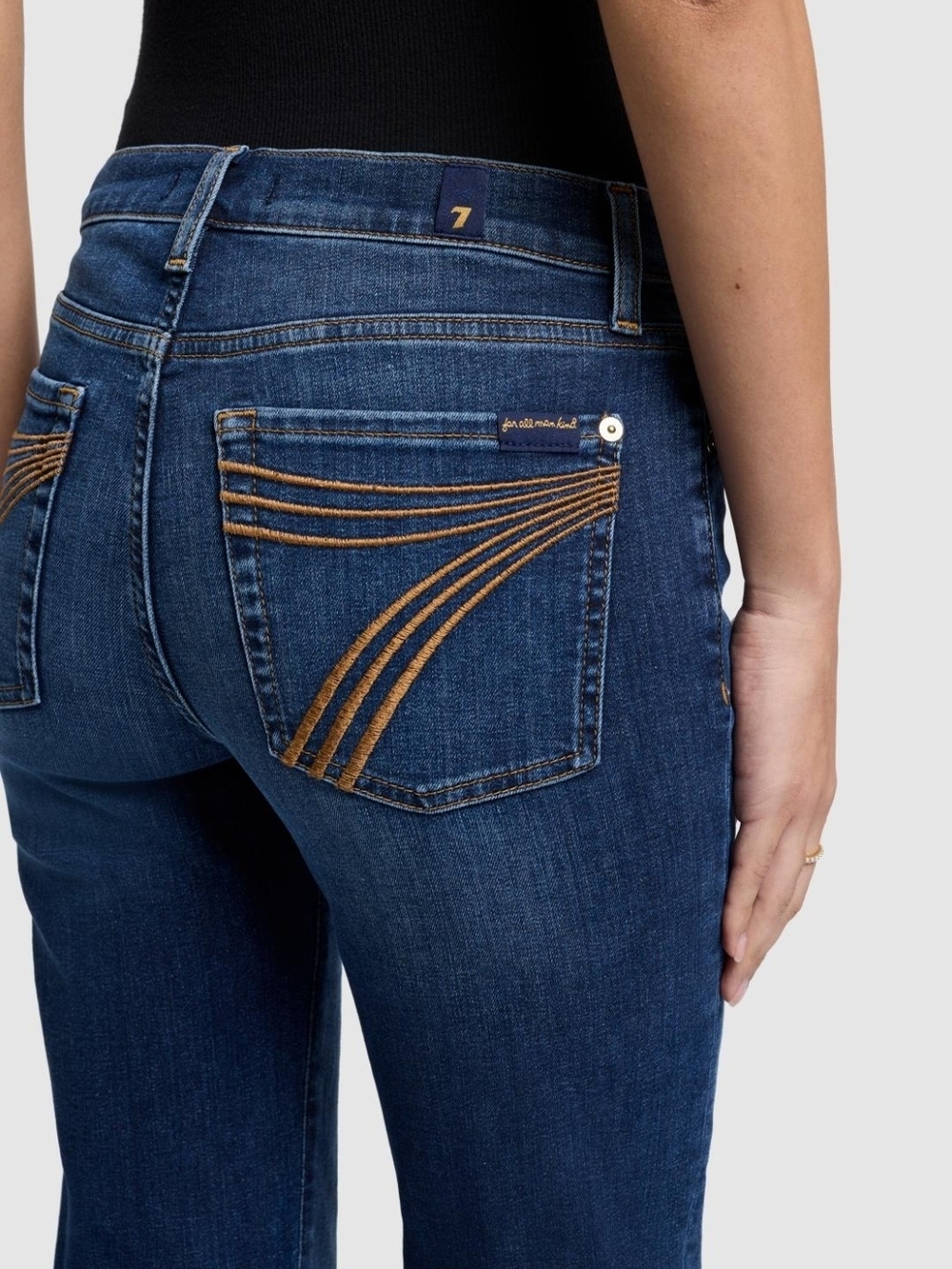 7 For All Mankind🔥 Women's Dark Blue Bootcut Jeans with GOLD🔥 Embroidery🔥
